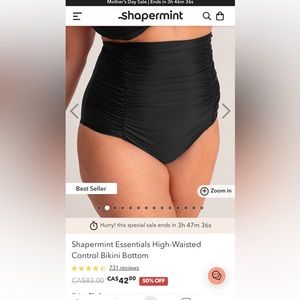 High-waisted tummy control bikini bottom size 2XL